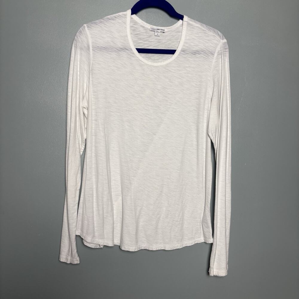 Standard James Preese Women’s Long Sleeve White Long Sleeve Shirt Size 4 Top